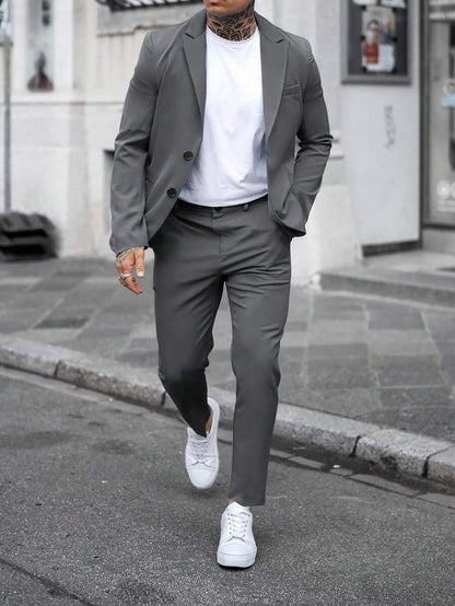 Fabio™ – Completo Uomo Monocolore con Giacca a Tasche e Pantalone Coordinato