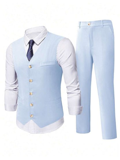 Ettore™ – Set da Uomo con Gilet a V e Pantalone Coordinato