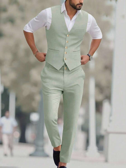 Ettore™ – Set da Uomo con Gilet a V e Pantalone Coordinato