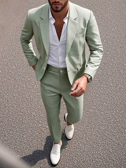 Valerio™ – Completo Uomo Casual con Blazer Monocolore e Pantalone