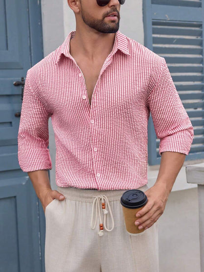 Nico™ – Camicia Casual Uomo in Tessuto Strutturato a Righe