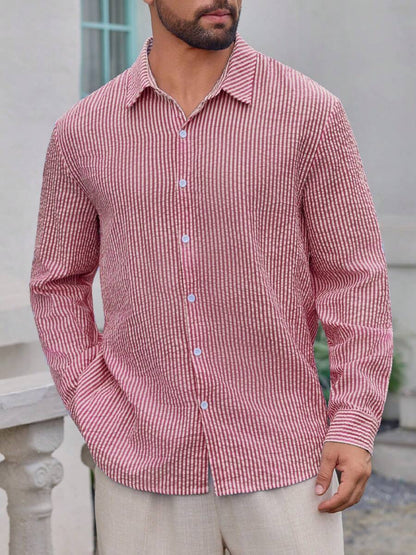Nico™ – Camicia Casual Uomo in Tessuto Strutturato a Righe