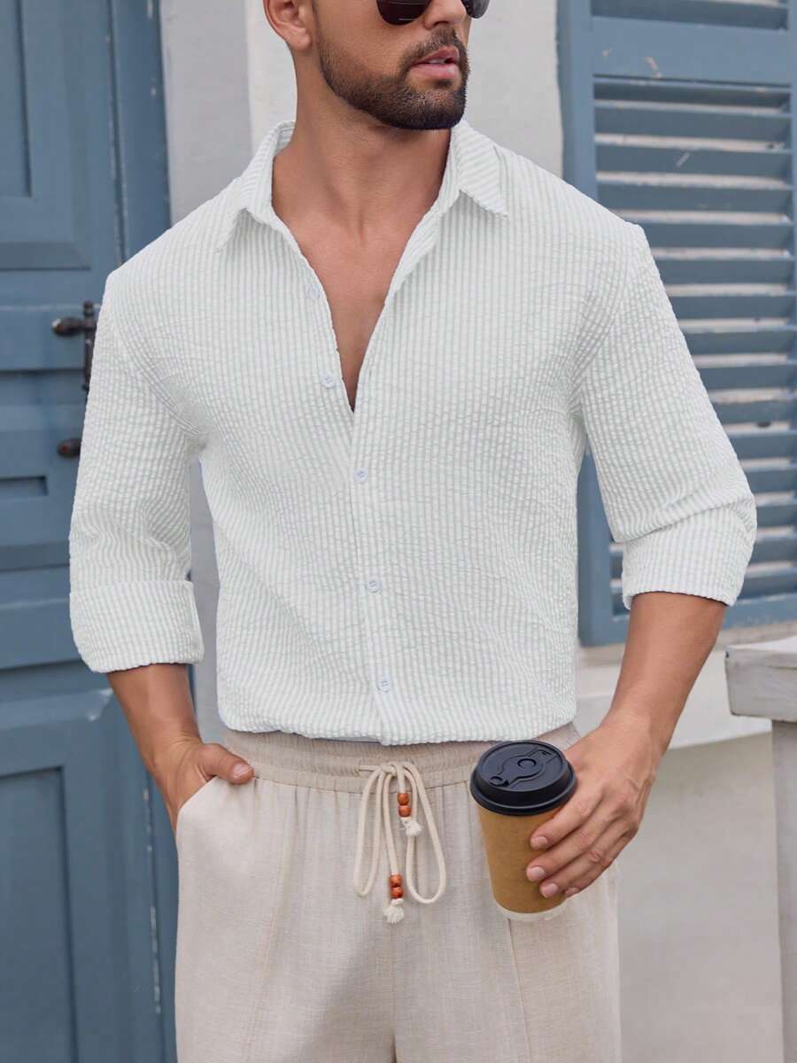 Nico™ – Camicia Casual Uomo in Tessuto Strutturato a Righe