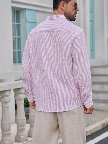 Nico™ – Camicia Casual Uomo in Tessuto Strutturato a Righe
