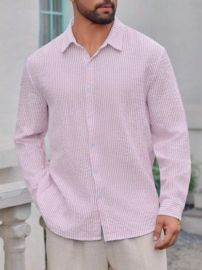 Nico™ – Camicia Casual Uomo in Tessuto Strutturato a Righe