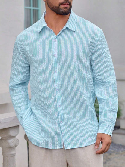 Nico™ – Camicia Casual Uomo in Tessuto Strutturato a Righe