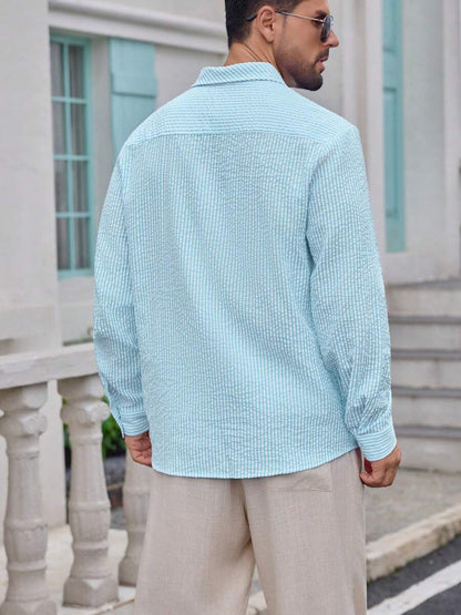 Nico™ – Camicia Casual Uomo in Tessuto Strutturato a Righe