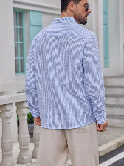 Nico™ – Camicia Casual Uomo in Tessuto Strutturato a Righe
