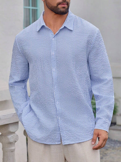 Nico™ – Camicia Casual Uomo in Tessuto Strutturato a Righe