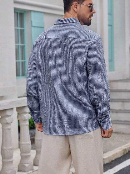 Nico™ – Camicia Casual Uomo in Tessuto Strutturato a Righe