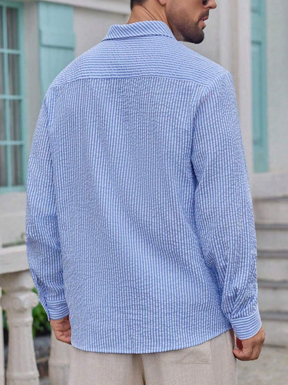 Nico™ – Camicia Casual Uomo in Tessuto Strutturato a Righe