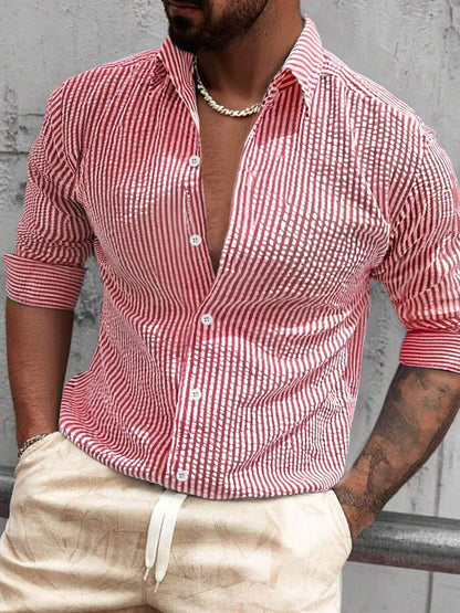 Nico™ – Camicia Casual Uomo in Tessuto Strutturato a Righe