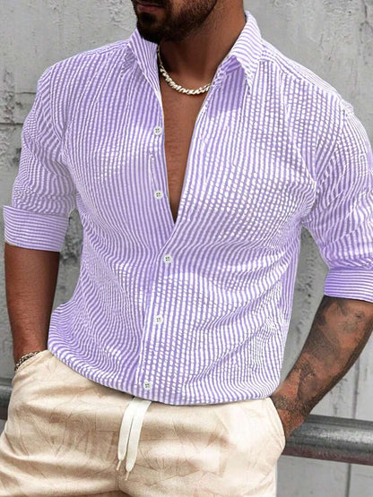 Nico™ – Camicia Casual Uomo in Tessuto Strutturato a Righe