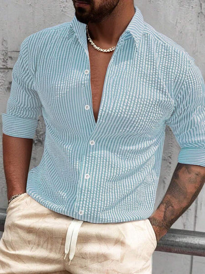 Nico™ – Camicia Casual Uomo in Tessuto Strutturato a Righe