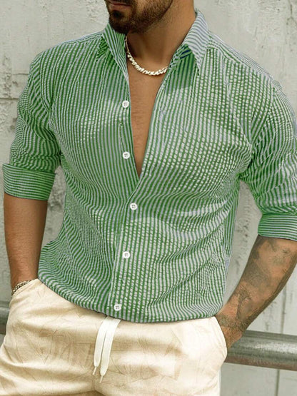 Nico™ – Camicia Casual Uomo in Tessuto Strutturato a Righe