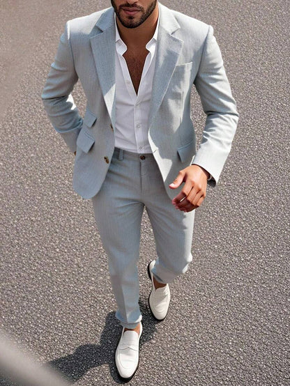 Valerio™ – Completo Uomo Casual con Blazer Monocolore e Pantalone