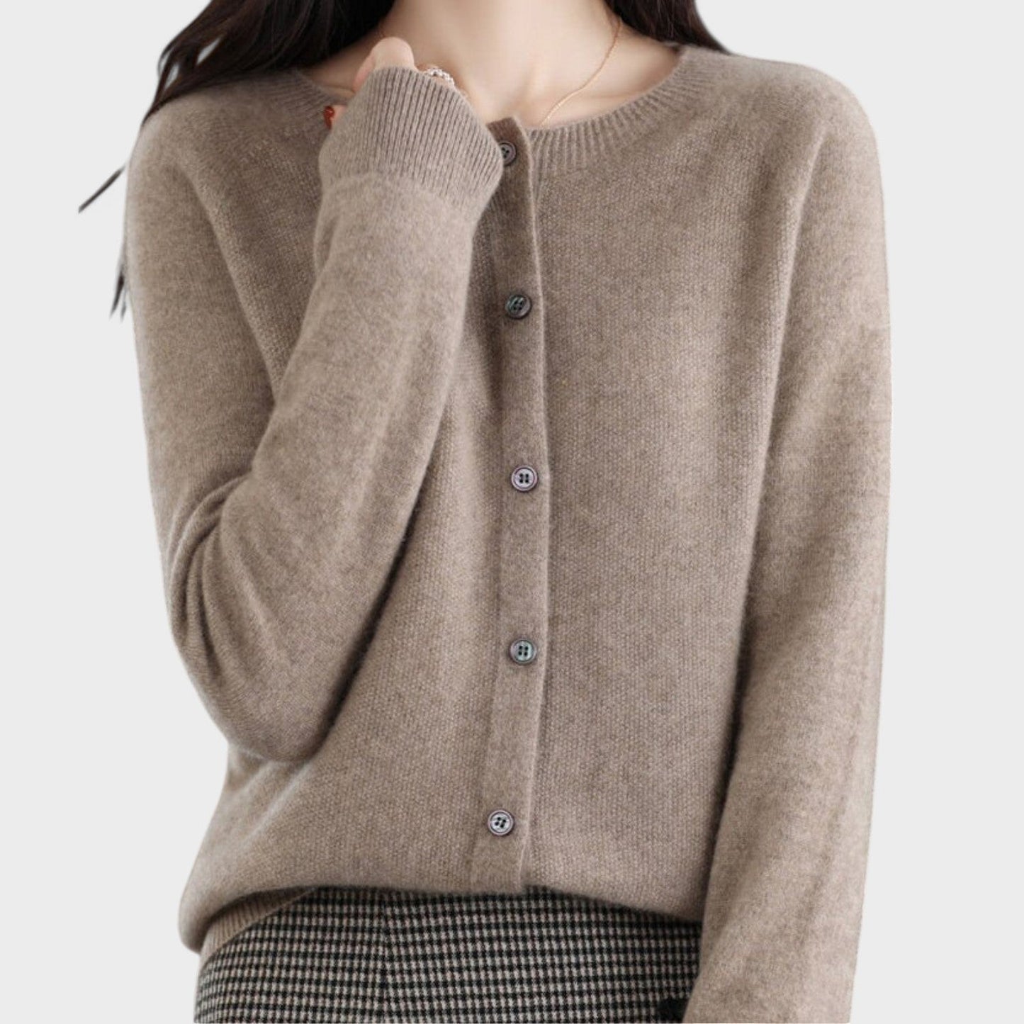 Jéssica™ - Cardigan em Malha de Caxemira