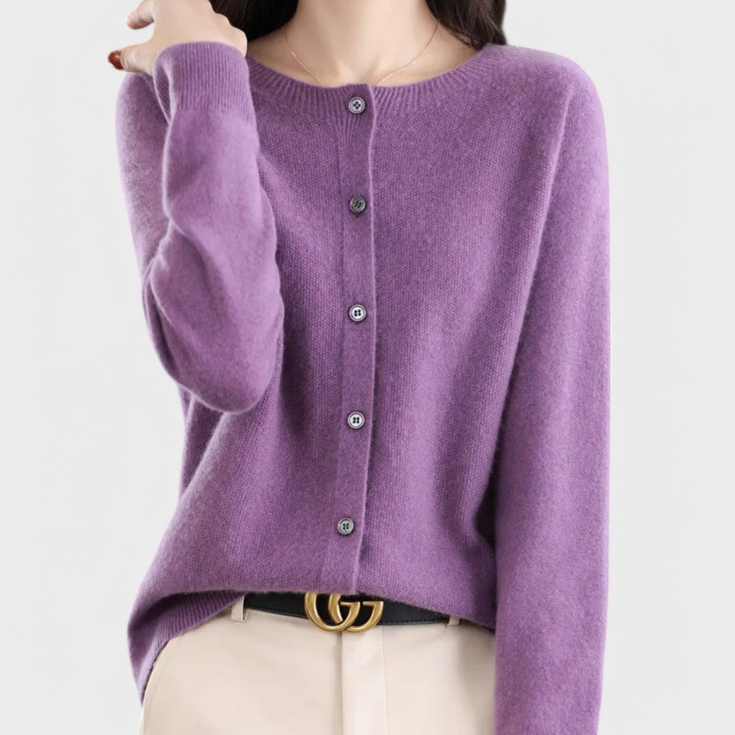 Natália™ - Cardigan em Malha de Caxemira
