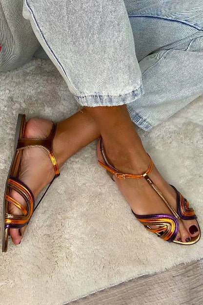 NERINA | Sandali bassi multifascia con dettagli metallici eleganti