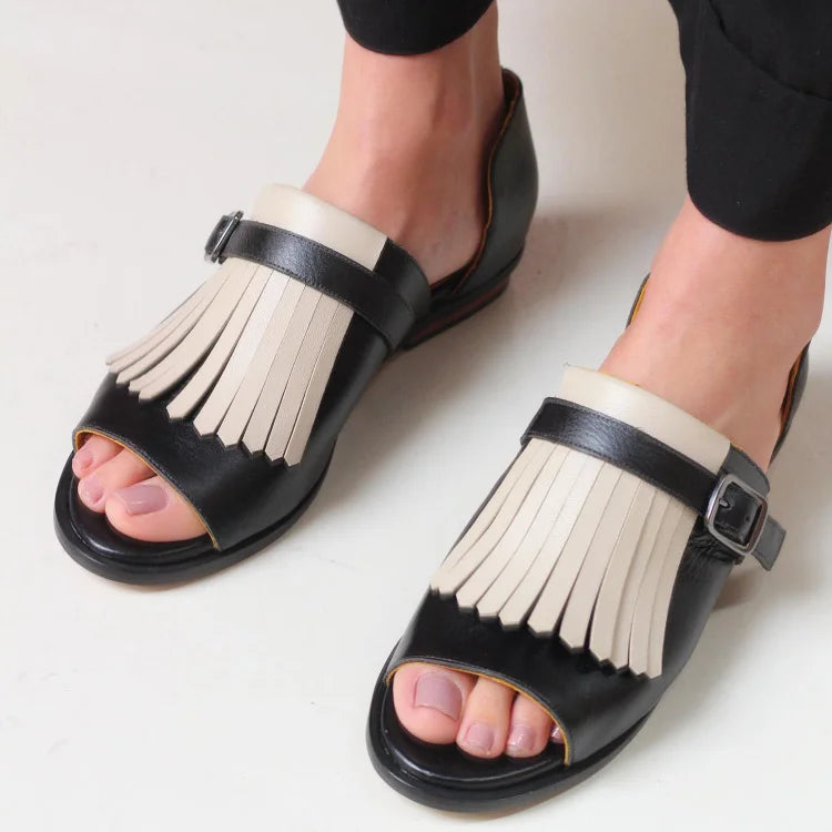 LUCREZIA | Eleganti Sandali con Piattaforma e Frange alla Moda