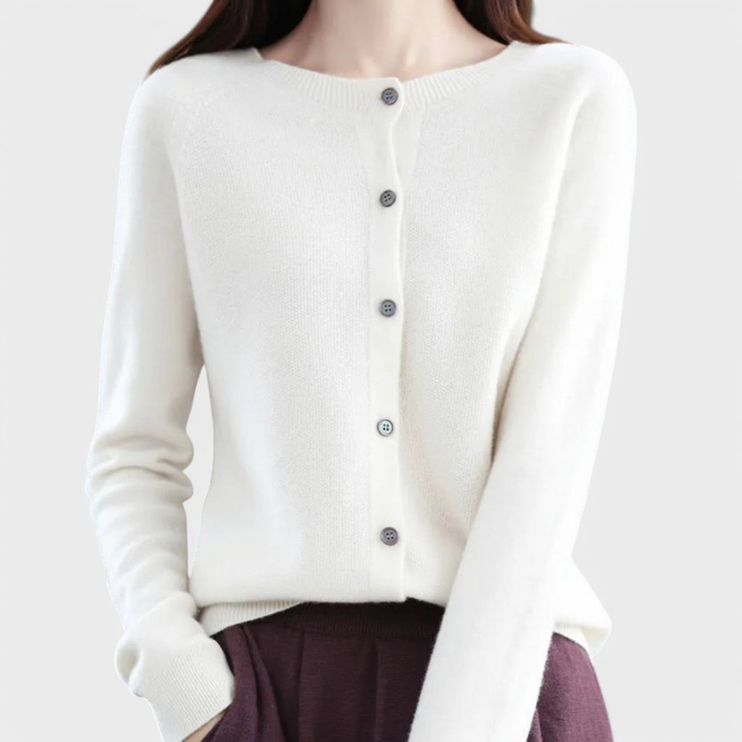 Jéssica™ - Cardigan em Malha de Caxemira