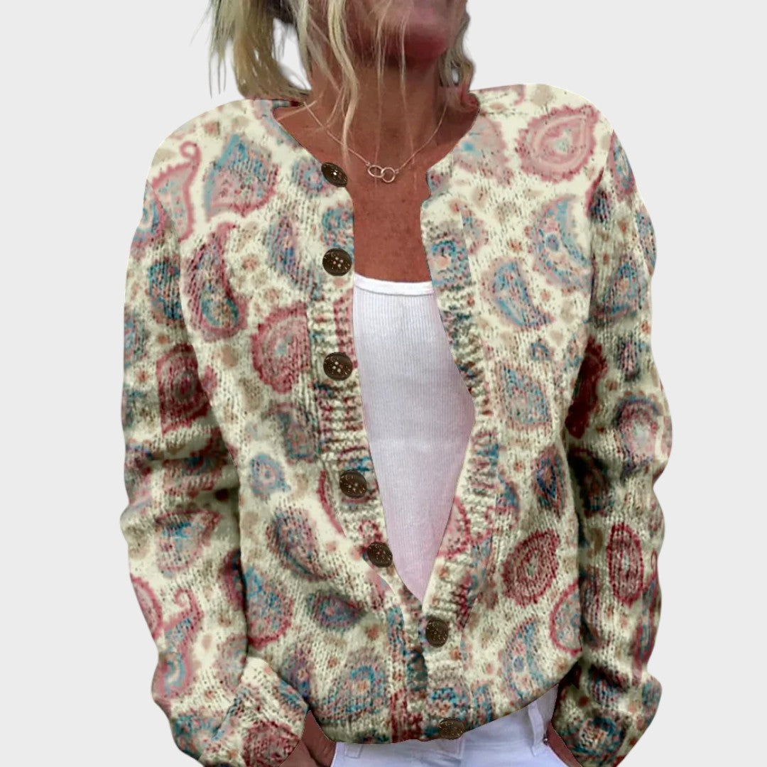 Lara™ - Cardigan Floral de Outono