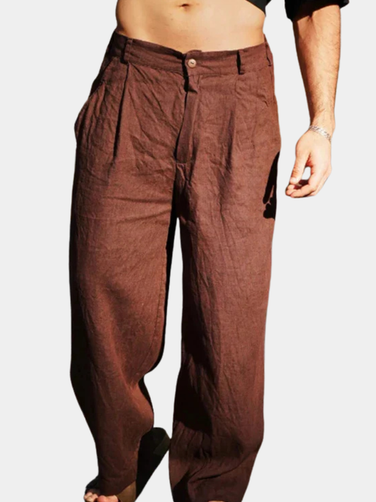 Dennis™ | PANTALONI DI LINO A GAMBA LARGA