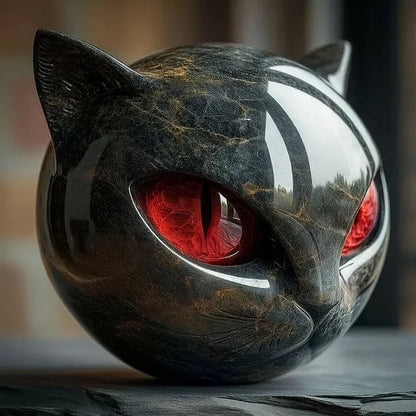 DasCharm - Scultura Di Testa Di Gatto Nero Mistico