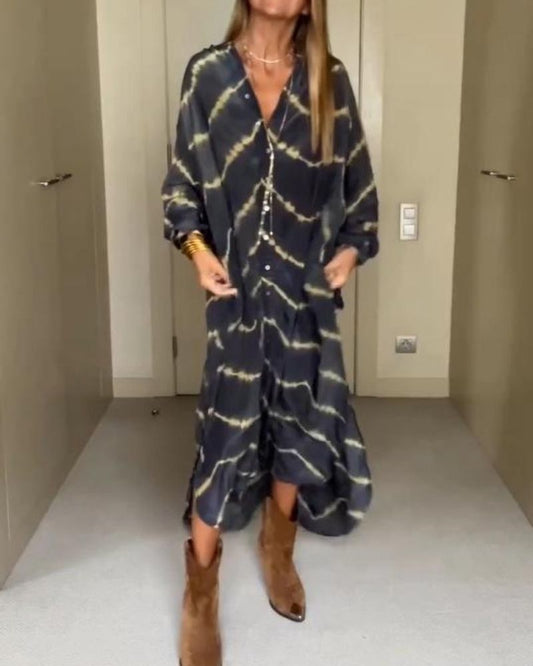 Clémence™ | Abito Boho Elegante a Strisce Lunghe