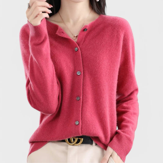 Jéssica™ - Cardigan em Malha de Caxemira