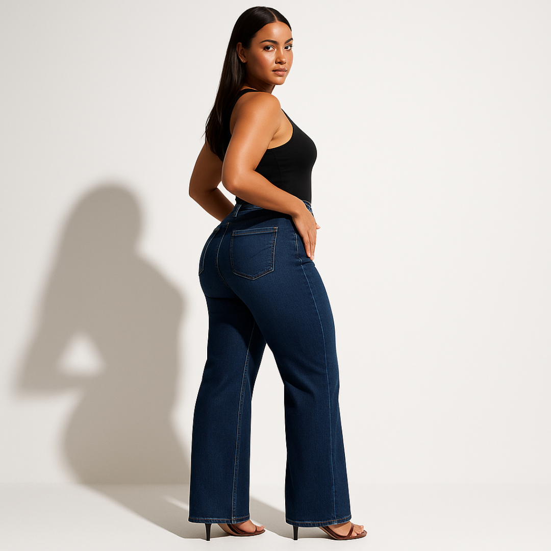Aline™ - Calças de ganga elásticas de cintura média