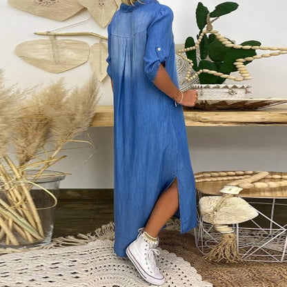 Ilse™ | Zomer V Hals Half Denim Jurk
