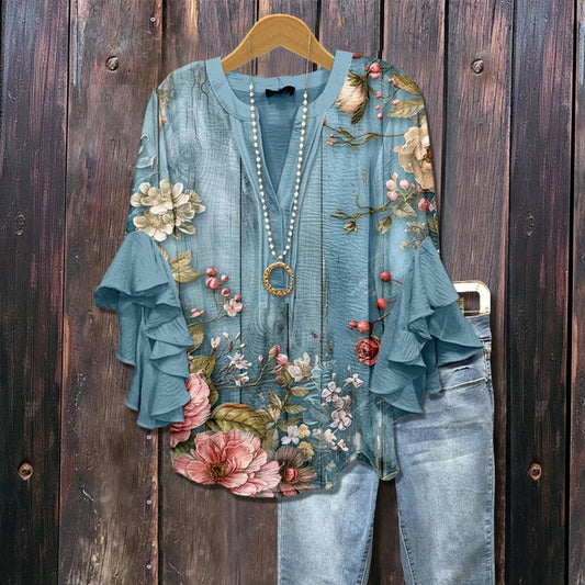 Vintage Blouse Met Bloemenprint