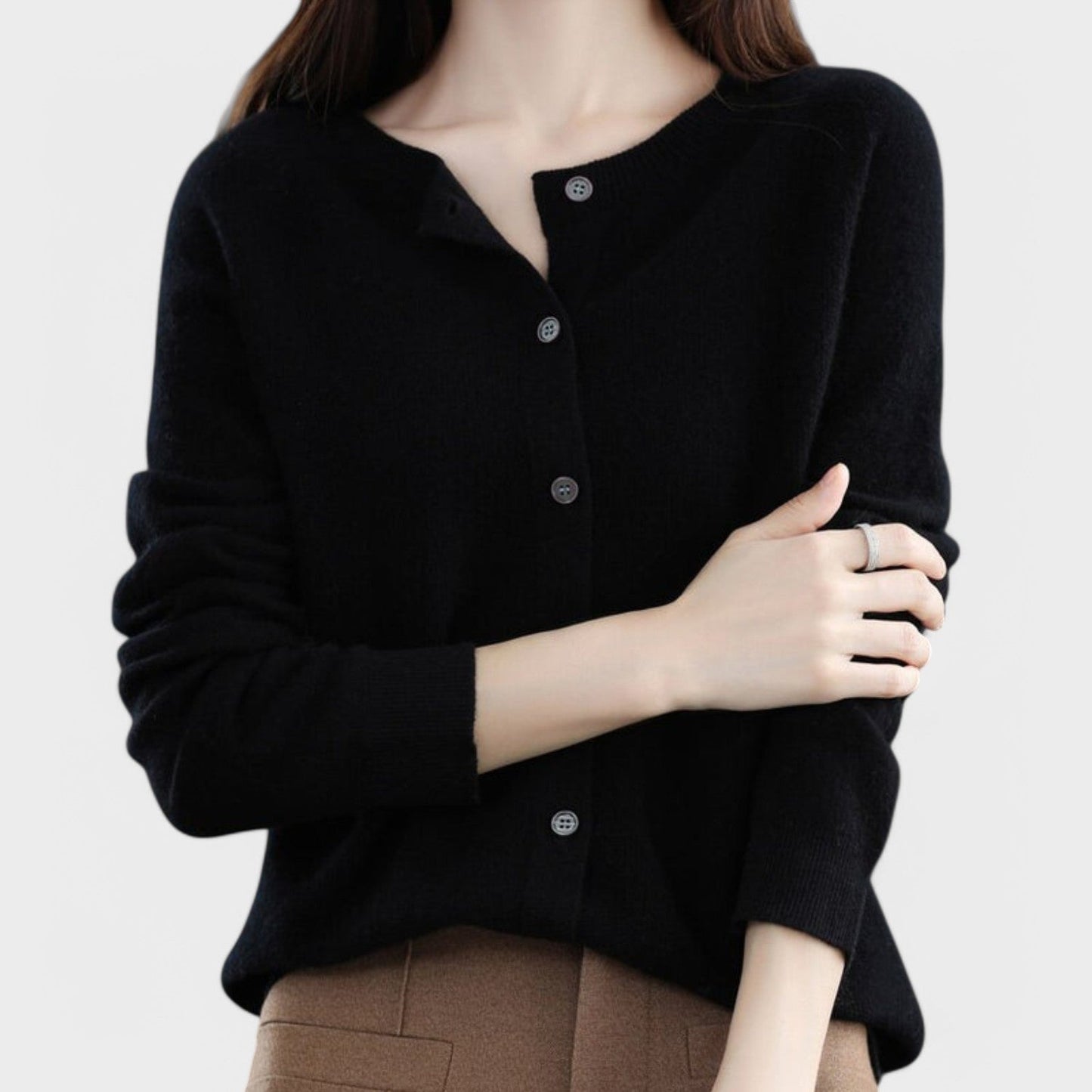 Jéssica™ - Cardigan em Malha de Caxemira