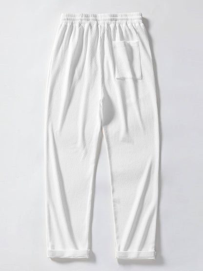 Jacquard Polo Shirt with Short Sleeves and Straight-Cut Ribbed Knit Pants