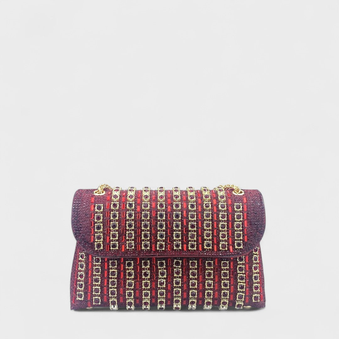 Claudia™ - Bolsa de ombro com corrente elegante e diamantes coloridos