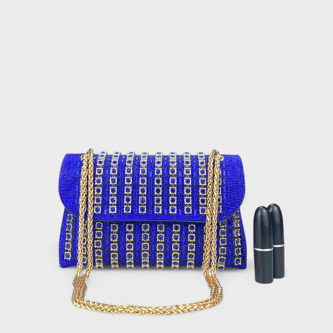 Claudia™ - Bolsa de ombro com corrente elegante e diamantes coloridos