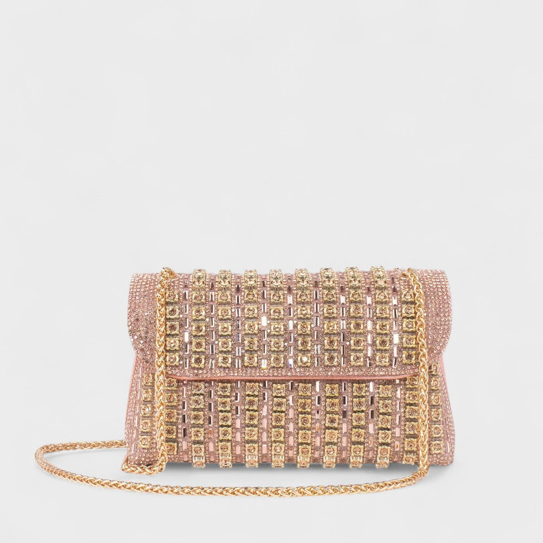 Claudia™ - Bolsa de ombro com corrente elegante e diamantes coloridos