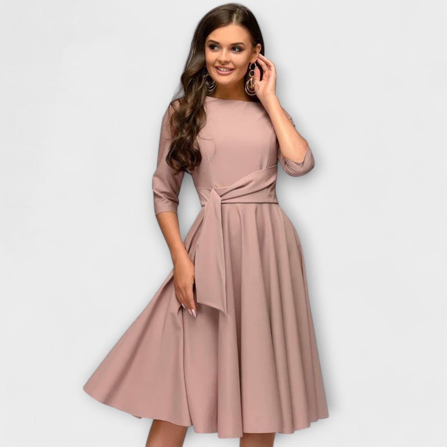 Ana™ - Vestido Midi Elegante com Cintura Laçada