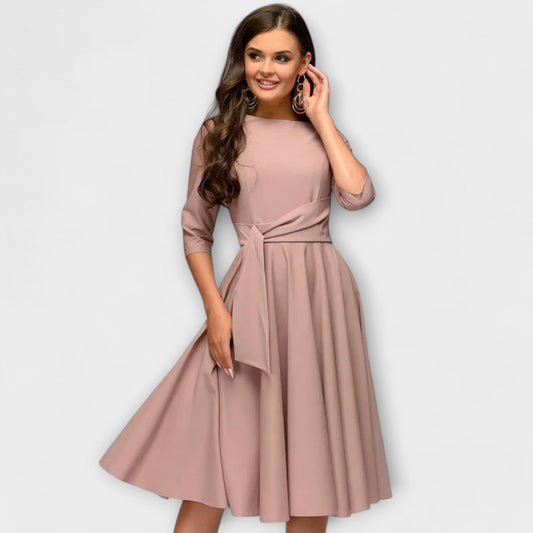 Ana™ - Vestido Midi Elegante com Cintura Laçada