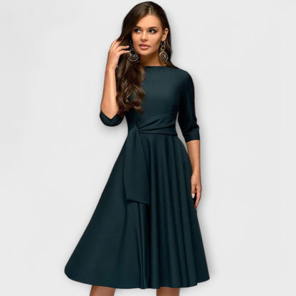 Ana™ - Vestido Midi Elegante com Cintura Laçada