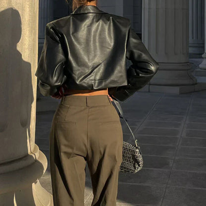 Élise™ | Elegant faux leather coat