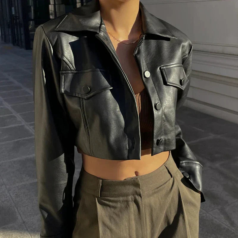 Élise™ | Elegant faux leather coat