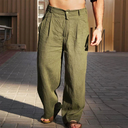 Dennis™ | PANTALONI DI LINO A GAMBA LARGA