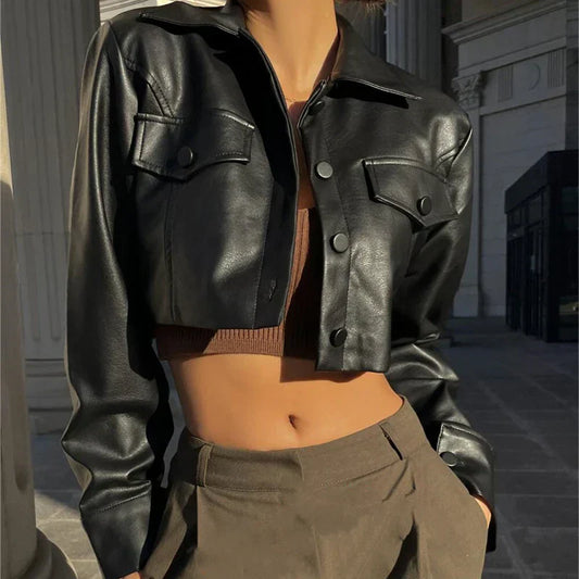 Élise™ | Elegant faux leather coat