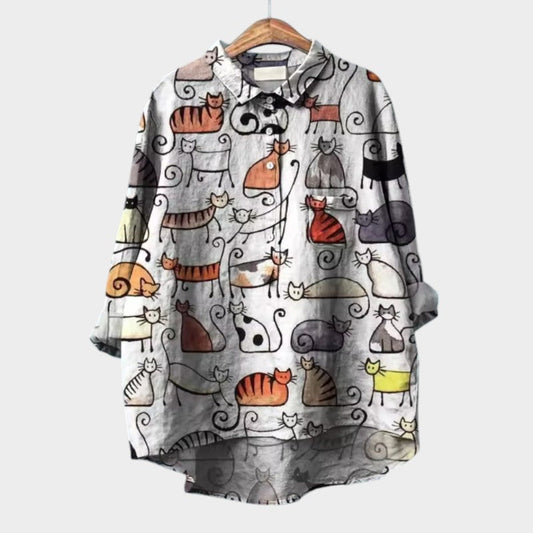 LUCIANA | Blusa Oversize con Gatti Stilizzati e Comfort Unico per Ogni Giornata