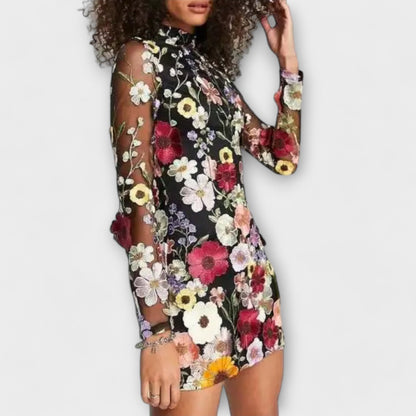 Dolores™ - Vestido com padrão floral 3D