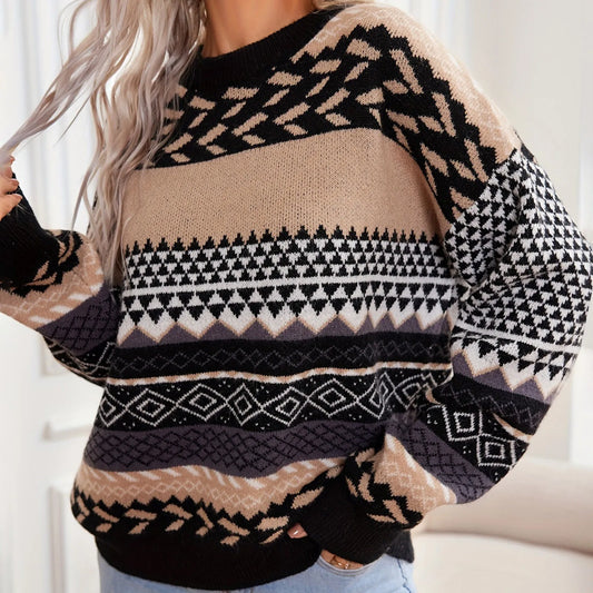 Haze™ | Pull de ombros contrastantes em malha retro