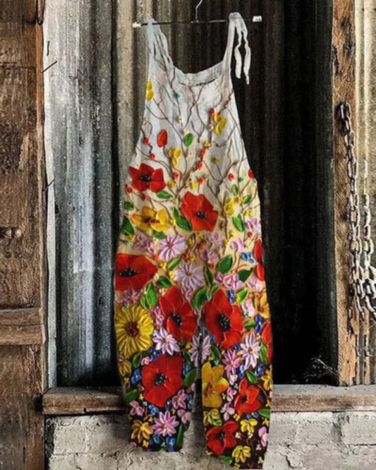Tuta Floreale Vintage - Stile Senza Sforzo per Donne, Elegante e Confortevole