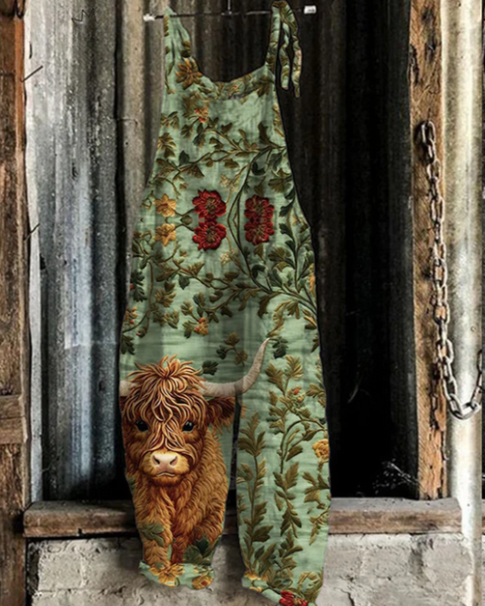 Tuta Vintage con Ricamo Floreale - Stile e Comfort Senza Sforzo per Donne